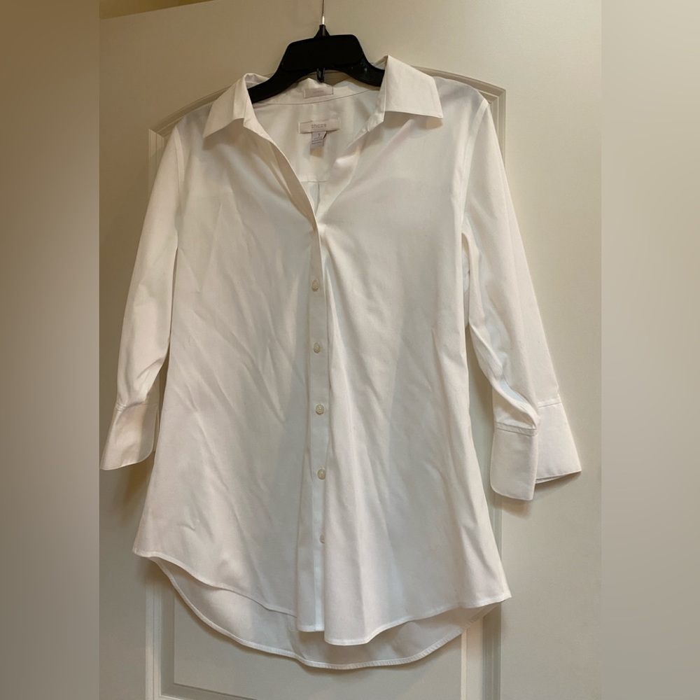 Chico’s white no-iron button down shirt - size 8/M